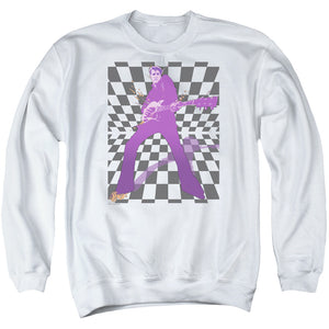 AN OFFCIALLY LICENSED ELVIS PRESLEY LETS ROCK ADULT UNISEX CREWNECK SWEATSHIRT WHITE