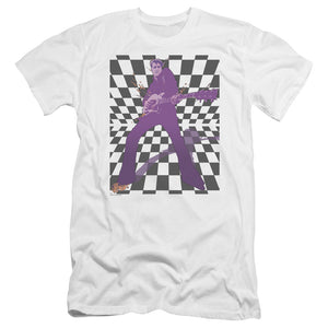 AN OFFCIALLY LICENSED ELVIS PRESLEY LETS ROCK MEN'S PREMIUM SLIM FIT T-SHIRT WHITE
