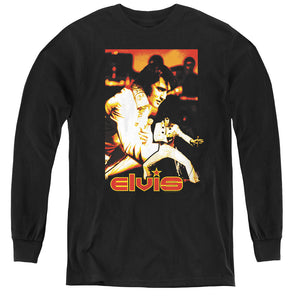 AN OFFCIALLY LICENSED ELVIS PRESLEY SHOWMAN YOUTH LONG SLEEVE T-SHIRT BLACK