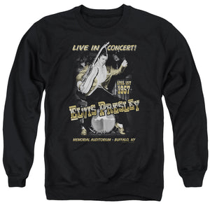 AN OFFCIALLY LICENSED ELVIS PRESLEY LIVE IN BUFFALO ADULT UNISEX CREWNECK SWEATSHIRT BLACK