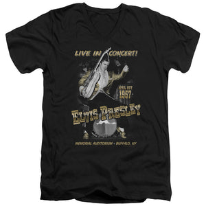 AN OFFCIALLY LICENSED ELVIS PRESLEY LIVE IN BUFFALO MEN'S V-NECK T-SHIRT BLACK