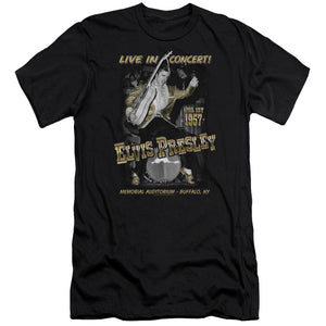AN OFFCIALLY LICENSED ELVIS PRESLEY LIVE IN BUFFALO MEN'S PREMIUM SLIM FIT T-SHIRT BLACK