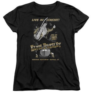 AN OFFCIALLY LICENSED ELVIS PRESLEY LIVE IN BUFFALO WOMEN'S REGULAR FIT T-SHIRT BLACK