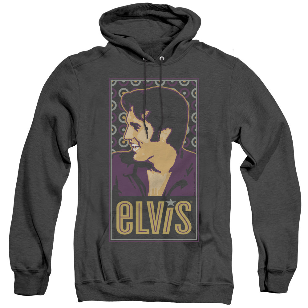 AN OFFCIALLY LICENSED ELVIS PRESLEY ELVIS IS ADULT UNISEX HEATHER PULLOVER HOODIE BLACK