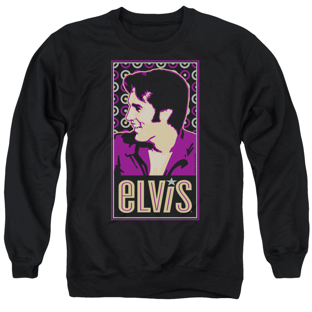 AN OFFCIALLY LICENSED ELVIS PRESLEY ELVIS IS ADULT UNISEX CREWNECK SWEATSHIRT BLACK
