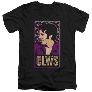 AN OFFCIALLY LICENSED ELVIS PRESLEY ELVIS IS MEN'S V-NECK T-SHIRT BLACK