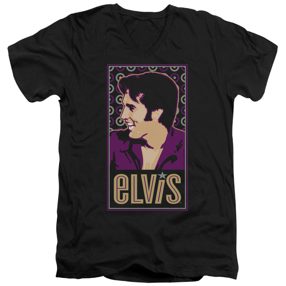 AN OFFCIALLY LICENSED ELVIS PRESLEY ELVIS IS MEN'S V-NECK T-SHIRT BLACK