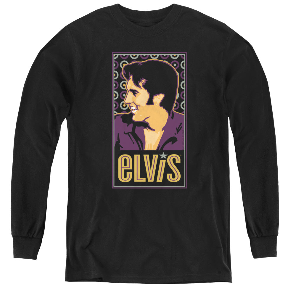 AN OFFCIALLY LICENSED ELVIS PRESLEY ELVIS IS YOUTH LONG SLEEVE T-SHIRT BLACK