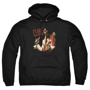 AN OFFCIALLY LICENSED ELVIS PRESLEY SOULFUL ADULT UNISEX PULLOVER HOODIE BLACK