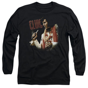 AN OFFCIALLY LICENSED ELVIS PRESLEY SOULFUL MEN'S LONG SLEEVE T-SHIRT BLACK