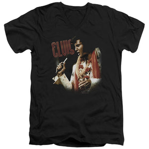 AN OFFCIALLY LICENSED ELVIS PRESLEY SOULFUL MEN'S V-NECK T-SHIRT BLACK