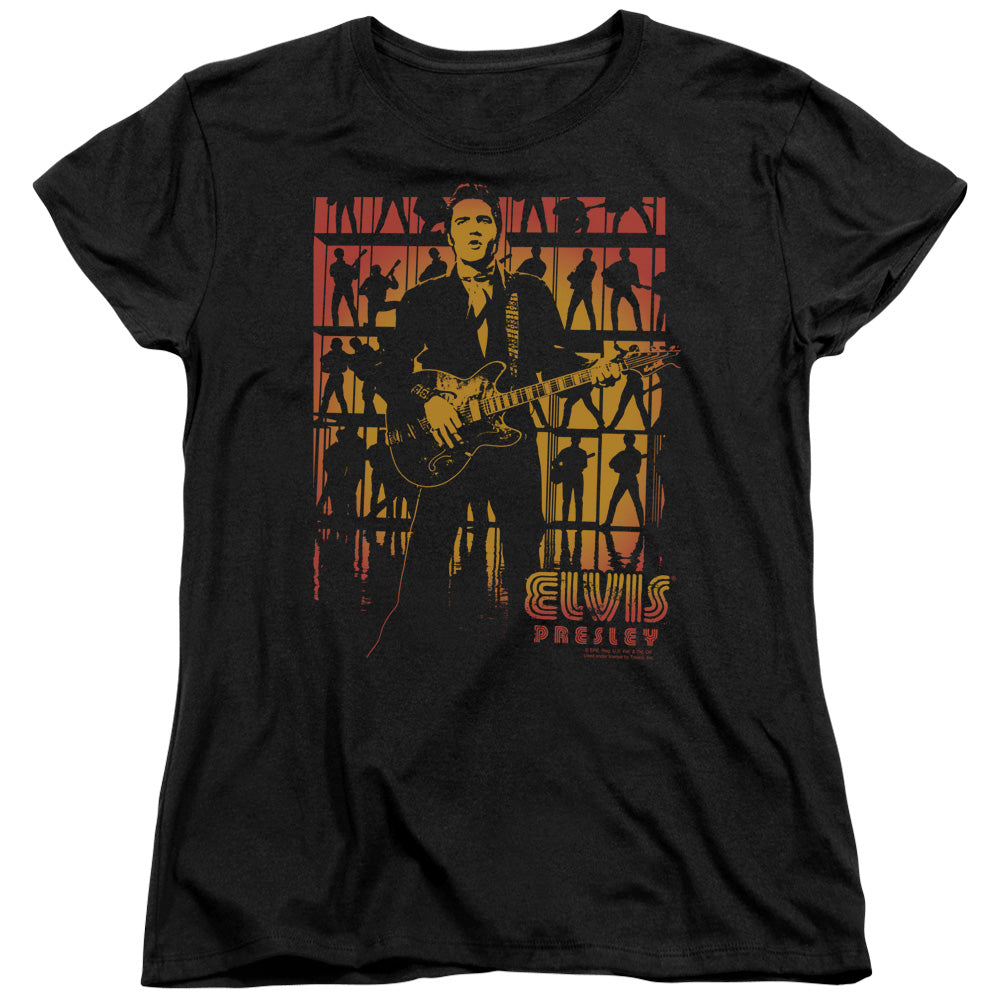 AN OFFCIALLY LICENSED ELVIS PRESLEY COMEBACK SPOTLIGHT WOMEN'S REGULAR FIT T-SHIRT BLACK