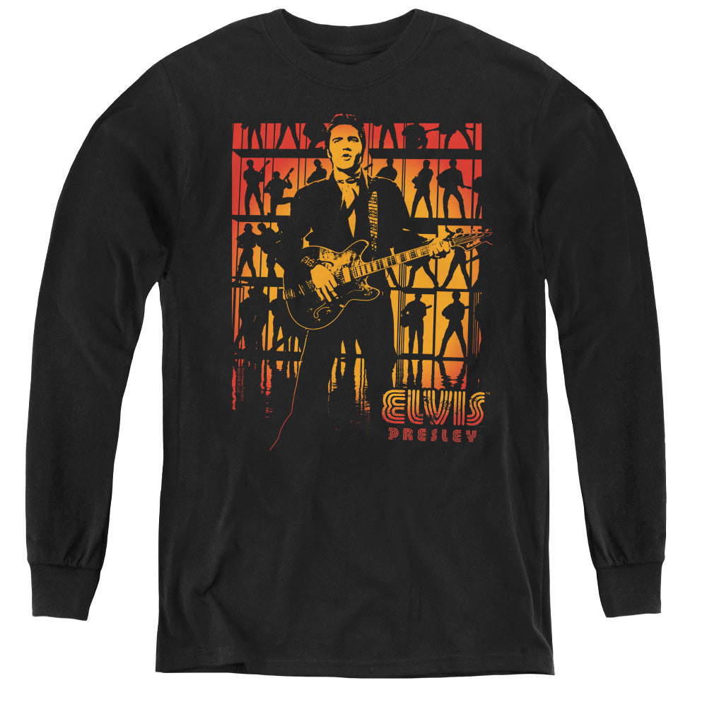 AN OFFCIALLY LICENSED ELVIS PRESLEY COMEBACK SPOTLIGHT YOUTH LONG SLEEVE T-SHIRT BLACK