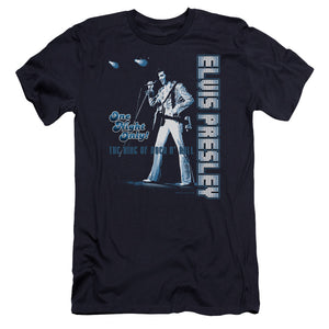 AN OFFCIALLY LICENSED ELVIS PRESLEY ONE NIGHT ONLY MEN'S PREMIUM SLIM FIT T-SHIRT NAVY