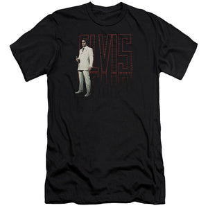 AN OFFCIALLY LICENSED ELVIS PRESLEY WHITE SUIT MEN'S PREMIUM SLIM FIT T-SHIRT BLACK