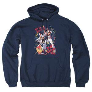 AN OFFCIALLY LICENSED ELVIS PRESLEY EAGLE ELVIS ADULT UNISEX PULLOVER HOODIE NAVY