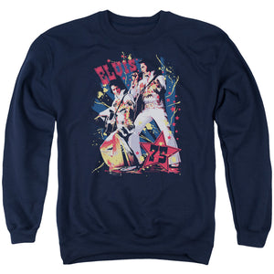 AN OFFCIALLY LICENSED ELVIS PRESLEY EAGLE ELVIS ADULT UNISEX CREWNECK SWEATSHIRT NAVY