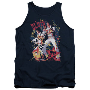 AN OFFCIALLY LICENSED ELVIS PRESLEY EAGLE ELVIS ADULT UNISEX TANK TOP NAVY