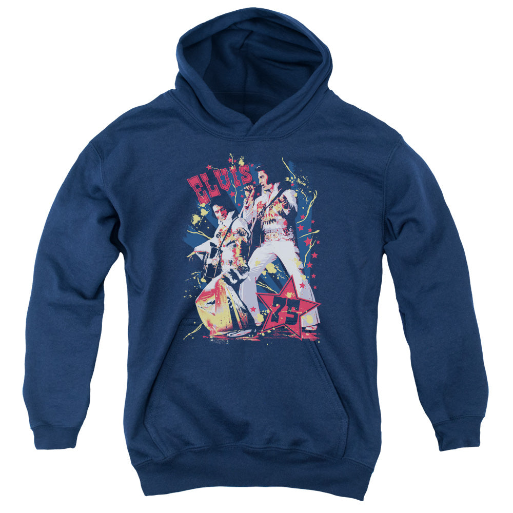 AN OFFCIALLY LICENSED ELVIS PRESLEY EAGLE ELVIS YOUTH HOODIE NAVY