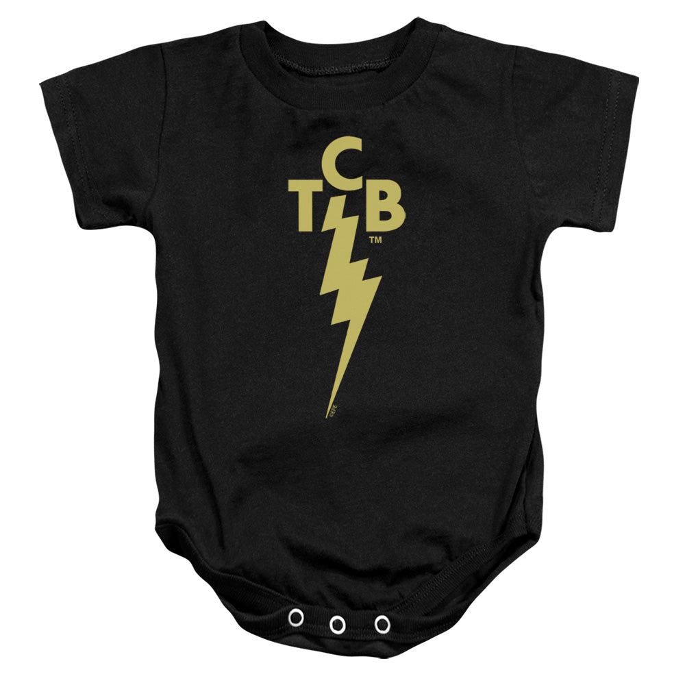 AN OFFCIALLY LICENSED ELVIS PRESLEY TCB LOGO BABY BODYSUIT BLACK
