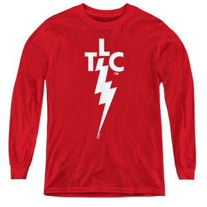 AN OFFCIALLY LICENSED ELVIS PRESLEY TLC LOGO YOUTH LONG SLEEVE T-SHIRT RED