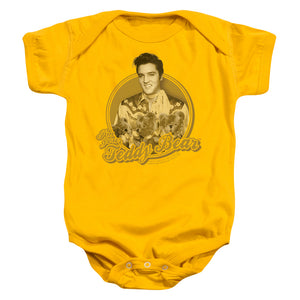 AN OFFCIALLY LICENSED ELVIS PRESLEY TEDDY BEAR BABY BODYSUIT GOLD