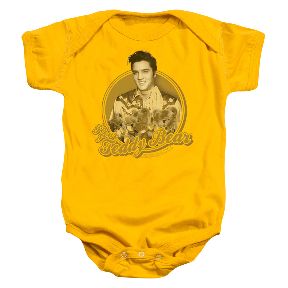 AN OFFCIALLY LICENSED ELVIS PRESLEY TEDDY BEAR BABY BODYSUIT GOLD