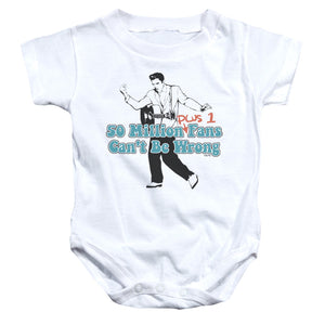 AN OFFCIALLY LICENSED ELVIS PRESLEY 50 MILLION FANS PLUS 1 BABY BODYSUIT WHITE