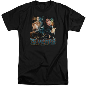 AN OFFCIALLY LICENSED ELVIS PRESLEY 75 YEARS MEN'S TALL FIT T-SHIRT BLACK