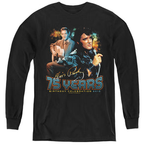 AN OFFCIALLY LICENSED ELVIS PRESLEY 75 YEARS YOUTH LONG SLEEVE T-SHIRT BLACK