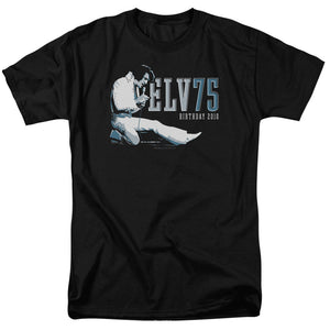AN OFFCIALLY LICENSED ELVIS PRESLEY ELV 75 LOGO MEN'S REGULAR FIT T-SHIRT BLACK