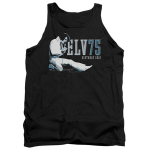 AN OFFCIALLY LICENSED ELVIS PRESLEY ELV 75 LOGO ADULT UNISEX TANK TOP BLACK
