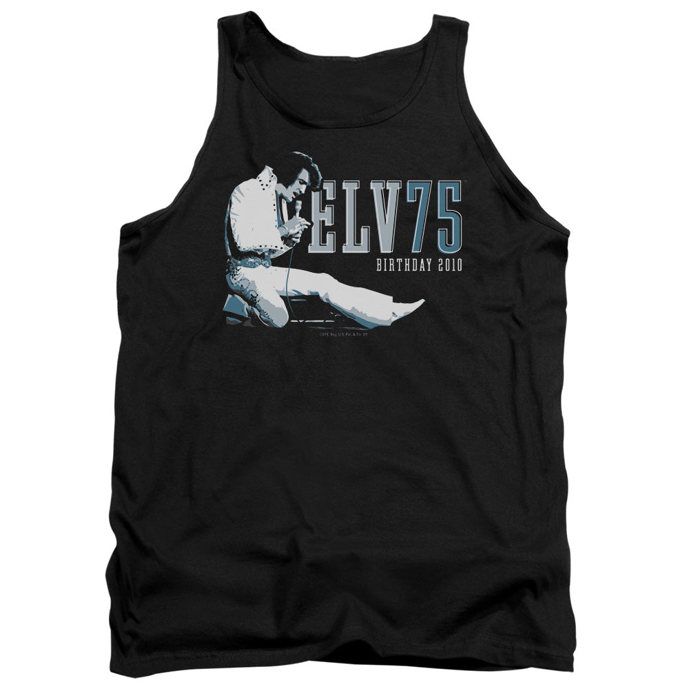 AN OFFCIALLY LICENSED ELVIS PRESLEY ELV 75 LOGO ADULT UNISEX TANK TOP BLACK