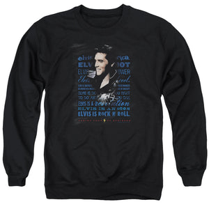 AN OFFCIALLY LICENSED ELVIS PRESLEY ICON ADULT UNISEX CREWNECK SWEATSHIRT BLACK