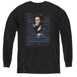 AN OFFCIALLY LICENSED ELVIS PRESLEY ICON YOUTH LONG SLEEVE T-SHIRT BLACK
