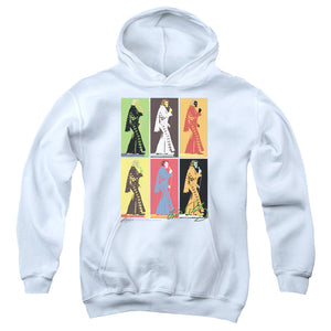 AN OFFCIALLY LICENSED ELVIS PRESLEY RETRO BOXES YOUTH HOODIE WHITE