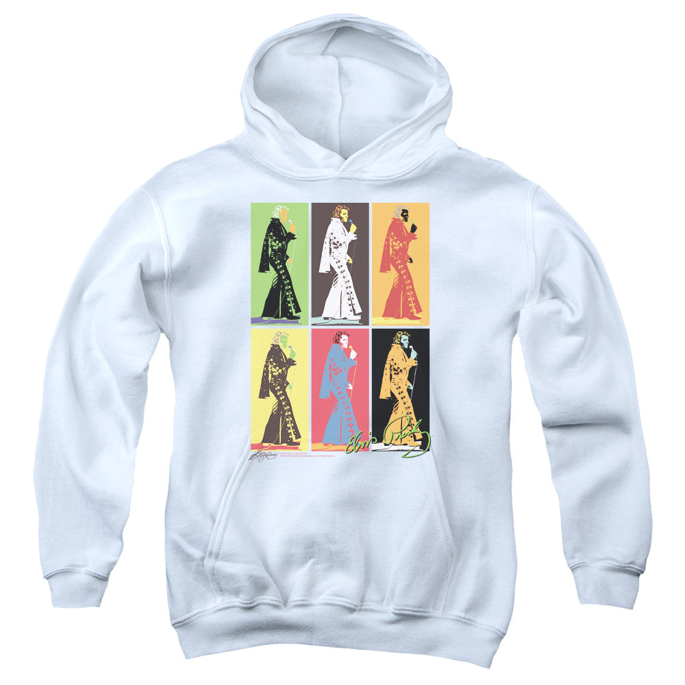 AN OFFCIALLY LICENSED ELVIS PRESLEY RETRO BOXES YOUTH HOODIE WHITE