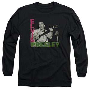 AN OFFCIALLY LICENSED ELVIS PRESLEY ELVIS PRESLEY ALBUM MEN'S LONG SLEEVE T-SHIRT BLACK