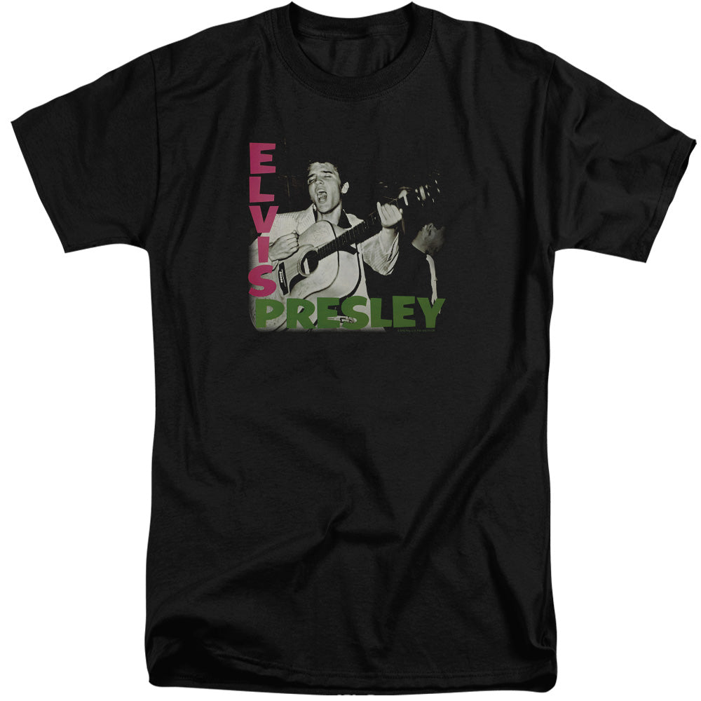 AN OFFCIALLY LICENSED ELVIS PRESLEY ELVIS PRESLEY ALBUM MEN'S TALL FIT T-SHIRT BLACK