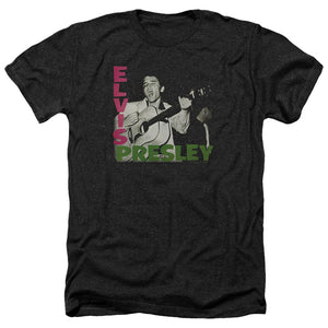 AN OFFCIALLY LICENSED ELVIS PRESLEY ELVIS PRESLEY ALBUM MEN'S HEATHER T-SHIRT CHARCOAL