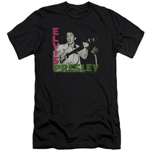 AN OFFCIALLY LICENSED ELVIS PRESLEY ELVIS PRESLEY ALBUM MEN'S PREMIUM SLIM FIT T-SHIRT BLACK