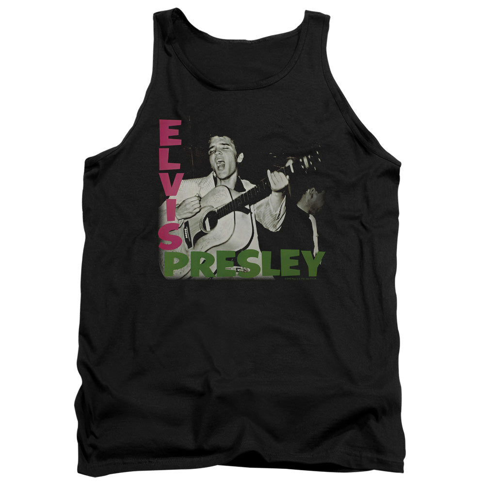 AN OFFCIALLY LICENSED ELVIS PRESLEY ELVIS PRESLEY ALBUM ADULT UNISEX TANK TOP BLACK
