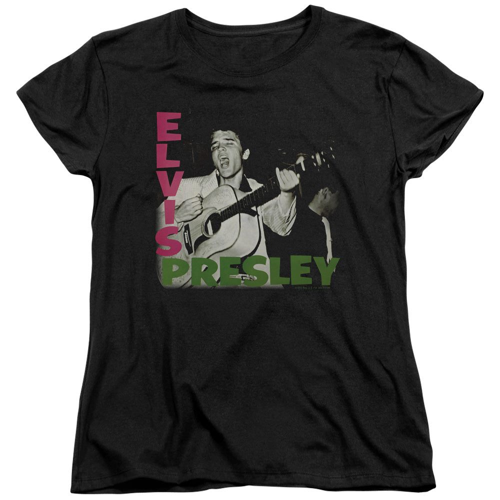 AN OFFCIALLY LICENSED ELVIS PRESLEY ELVIS PRESLEY ALBUM WOMEN'S REGULAR FIT T-SHIRT BLACK