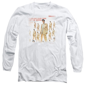 AN OFFCIALLY LICENSED ELVIS PRESLEY 50 MILLION FANS MEN'S LONG SLEEVE T-SHIRT WHITE