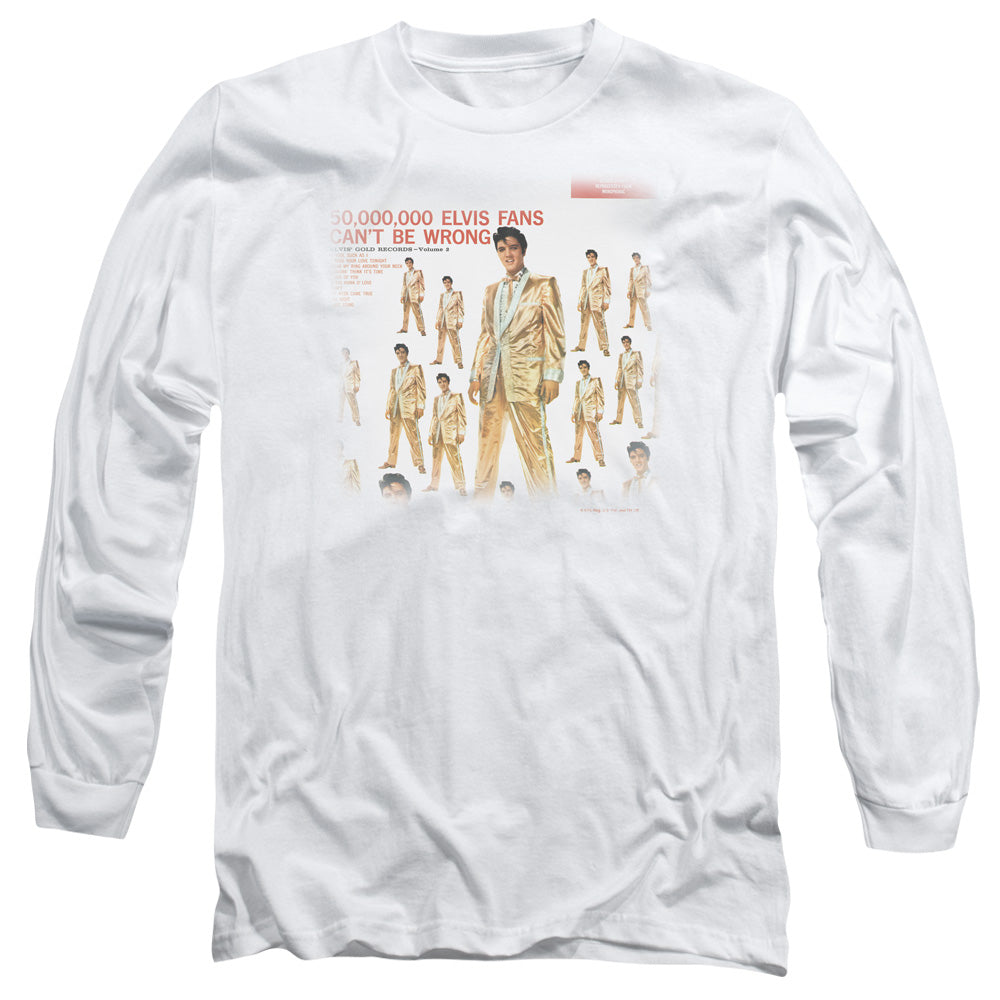 AN OFFCIALLY LICENSED ELVIS PRESLEY 50 MILLION FANS MEN'S LONG SLEEVE T-SHIRT WHITE