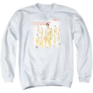 AN OFFCIALLY LICENSED ELVIS PRESLEY 50 MILLION FANS ADULT UNISEX CREWNECK SWEATSHIRT WHITE