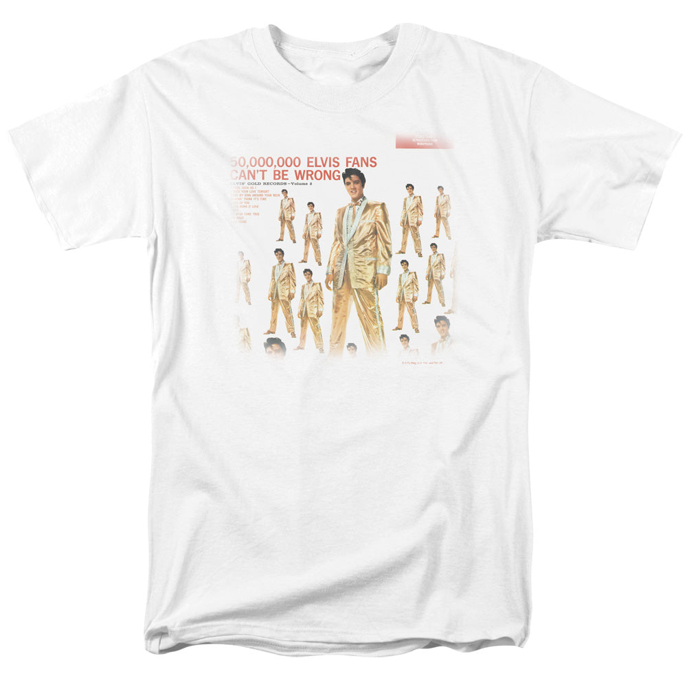 AN OFFCIALLY LICENSED ELVIS PRESLEY 50 MILLION FANS MEN'S REGULAR FIT T-SHIRT WHITE