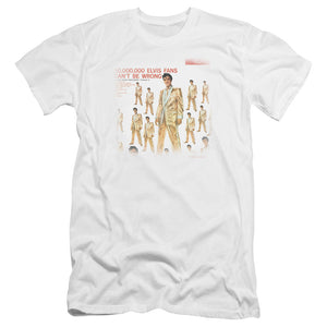 AN OFFCIALLY LICENSED ELVIS PRESLEY 50 MILLION FANS MEN'S PREMIUM SLIM FIT T-SHIRT WHITE