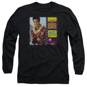 AN OFFCIALLY LICENSED ELVIS PRESLEY BLUE HAWAII ALBUM MEN'S LONG SLEEVE T-SHIRT BLACK