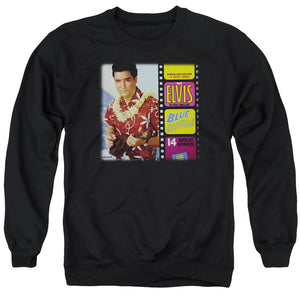 AN OFFCIALLY LICENSED ELVIS PRESLEY BLUE HAWAII ALBUM ADULT UNISEX CREWNECK SWEATSHIRT BLACK